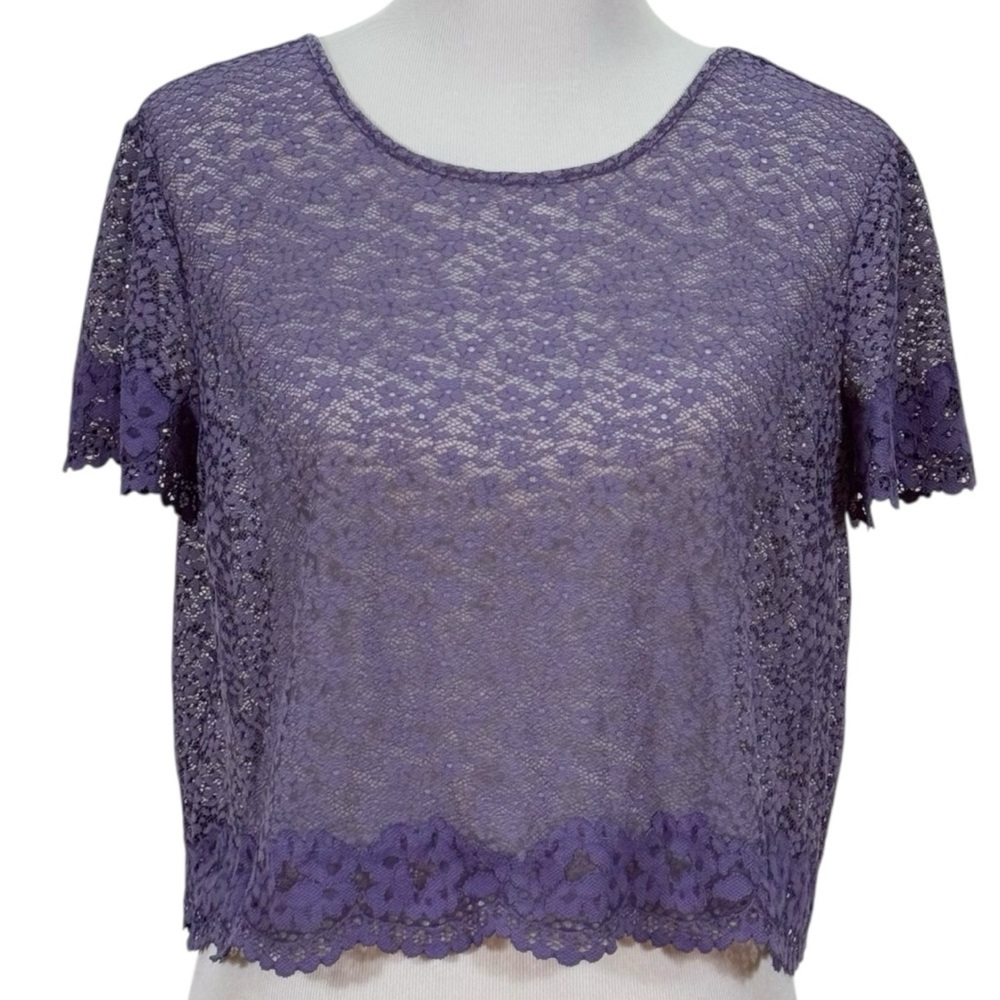 Victoria’s Secret Lace Crop Top Purple Lavender Sheer Open Back Bralette Top